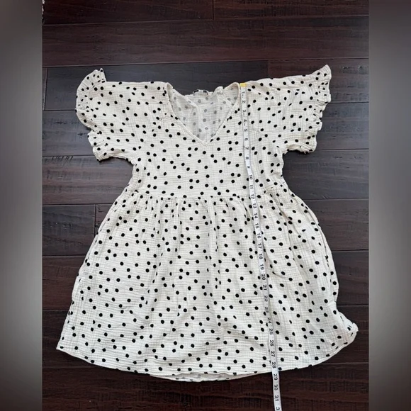 Madewell babydoll polka dot flutter sleeve cotton gauze mini tunic dress cream - Picture 6 of 11